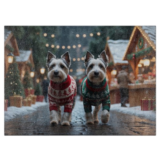 Skye Terrier Dogs Christmas Snow Holiday カッティングボード (正面)