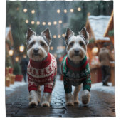 Skye Terrier Dogs Christmas Snow Holiday  シャワーカーテン (正面)