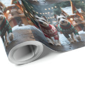 Skye Terrier Dogs Christmas Snow Holiday ラッピングペーパー (ロールコーナー)