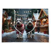 Skye Terrier Dogs Christmas Snow Holiday ラージペーパーバッグ (正面)