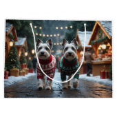 Skye Terrier Dogs Christmas Snow Holiday ラージペーパーバッグ (裏面)