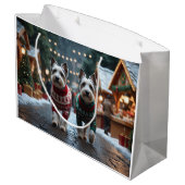 Skye Terrier Dogs Christmas Snow Holiday ラージペーパーバッグ (裏面アングル)