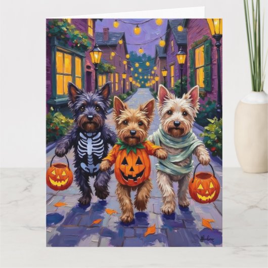 Skye Terrier Trick-or-Treating Halloween Costumes カード (正面)
