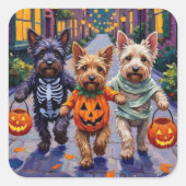 Skye Terrier Trick-or-Treating Halloween Costumes スクエアシール (正面)