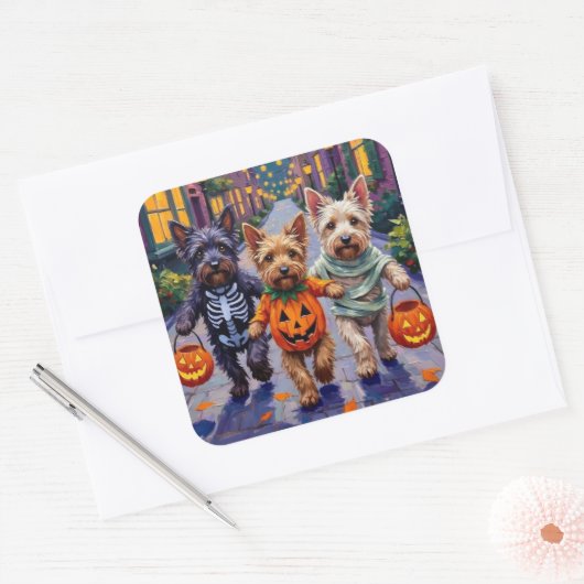 Skye Terrier Trick-or-Treating Halloween Costumes スクエアシール (封筒)