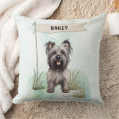 Skye Terrier Watercolor Personalized Dog クッション (ブランケット)