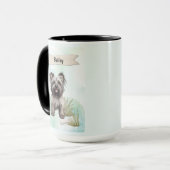 Skye Terrier Watercolor Personalized Dog マグカップ (正面左)