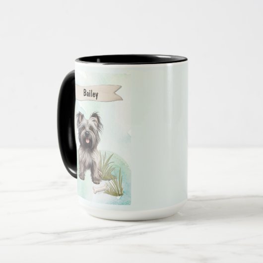 Skye Terrier Watercolor Personalized Dog マグカップ (正面左)