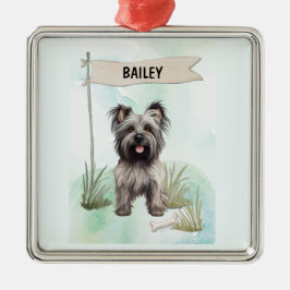 Skye Terrier Watercolor Personalized Dog メタルオーナメント