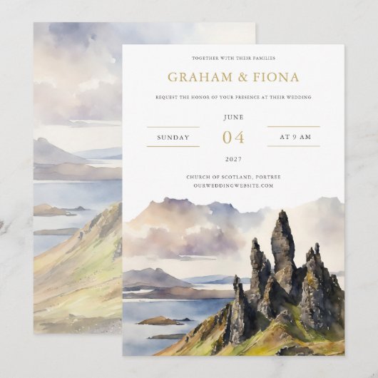 Skye Watercolor Invitation 招待状 (正面/裏面)