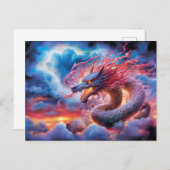 Skyfire Surge – Chinese Airbrush Dragon in Clouds  ポストカード (正面/裏面)