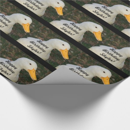 Skylerの誕生日、かわいく、白いアヒル、ギフト用包装紙 ラッピングペーパー (角)