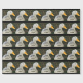 Skylerの誕生日、かわいく、白いアヒル、ギフト用包装紙 ラッピングペーパー (フラット)