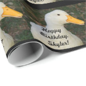 Skylerの誕生日、かわいく、白いアヒル、ギフト用包装紙 ラッピングペーパー (ロールコーナー)