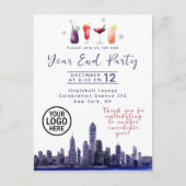 Skyline Company Year End Party Invitation Postcard ポストカード (正面)