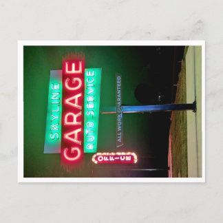 Skyline Garage Auto Service Neon Sign シーズンポストカード