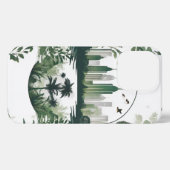 Skyline in Grüntönen Stadt Natur Aquarell iPhoneケース (裏面横)