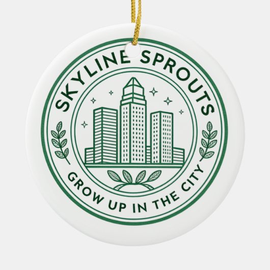 Skyline Sprouts Memorial Ornament | Urban Farming セラミックオーナメント (正面)