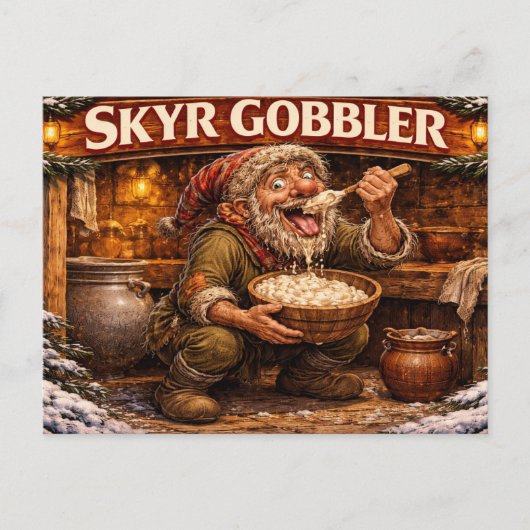 Skyr Gobbler Icelandic Yule Lad ポストカード (正面)