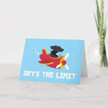 Sky's the Limit Dog Airplane 飛んでいる Greeting Card
