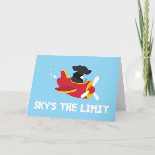 Sky's the Limit Dog Airplane 飛んでいる Greeting Card サンキューカード (正面)
