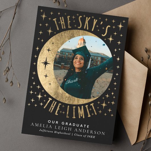 Sky's the Limit Graduation Photo Announcement Card 招待状