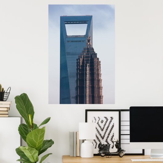 Skyscrapers in Shanghai China ポスター (ホームオフィス)