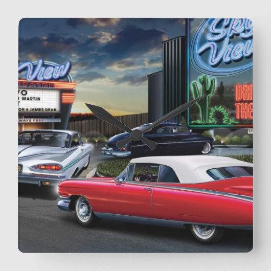 Skyviewドライブ スクエア壁時計 (正面)