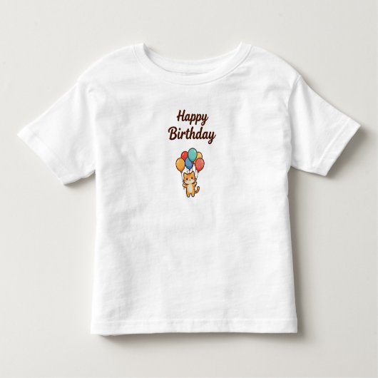 Skyward Birthday Wishes – Kawaii Cat with Balloons トドラーTシャツ (正面)
