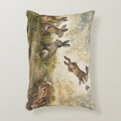 Skyward Fluff Meadow Hare Whimsical Rabbit Family アクセントクッション (正面(垂直))