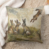 Skyward Fluff Meadow Hare Whimsical Rabbit Family  クッション (ブランケット)