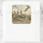 Skyward Fluff Meadow Hare Whimsical Rabbit Family  スクエアシール (バッグ)