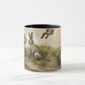 Skyward Fluff Meadow Hare Whimsical Rabbit Family  マグカップ (中央)