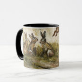 Skyward Fluff Meadow Hare Whimsical Rabbit Family  マグカップ (正面左)