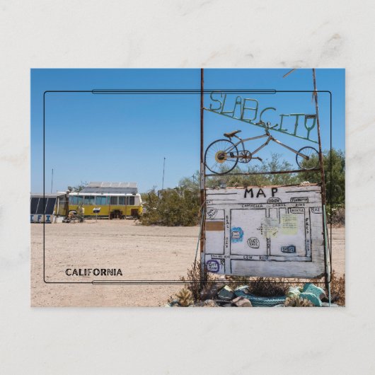 Slab City Welcomeの看板はがき ポストカード (正面)