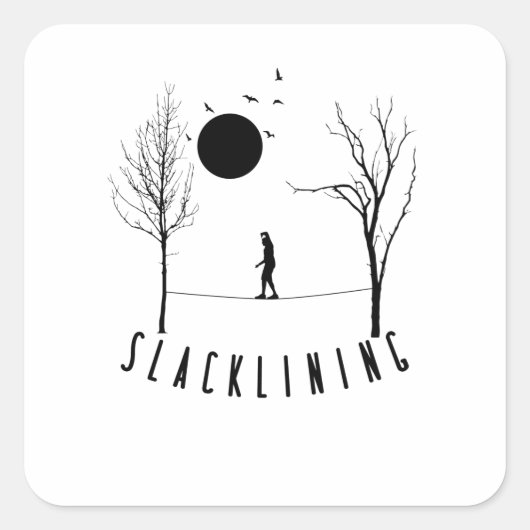 Slackline zwischen zwei Bäumen / Darkline スクエアシール (正面)