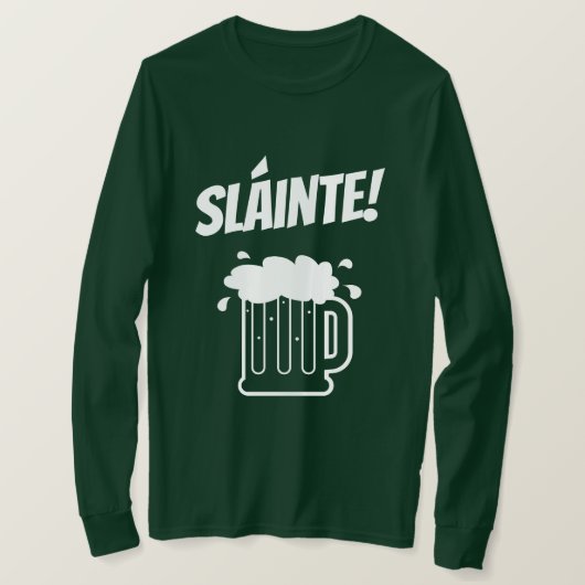 Sláinteの長い袖の緑のSt patricks dayのワイシャツ Tシャツ (デザイン正面)