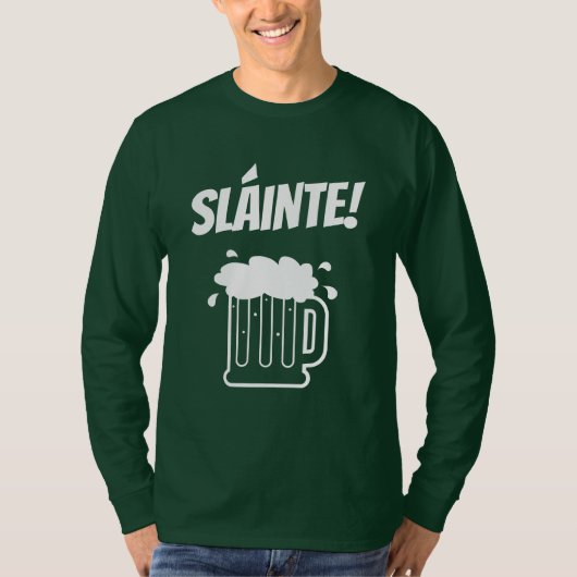 Sláinteの長い袖の緑のSt patricks dayのワイシャツ Tシャツ (正面)