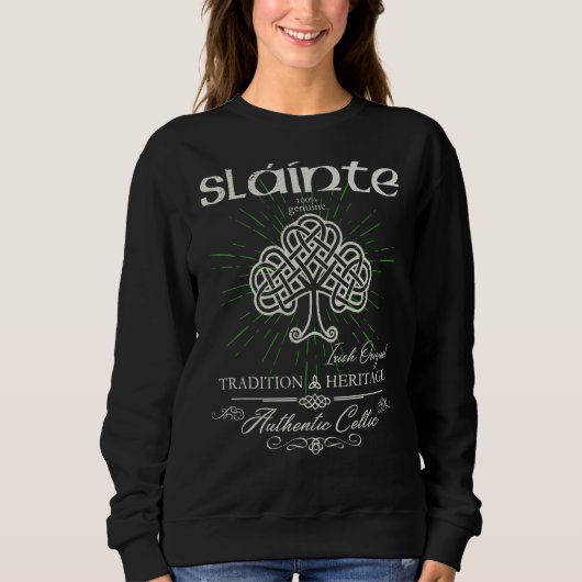 Sláinte Celtic Knot Tree of Life St Patrick's Day スウェットシャツ (正面)