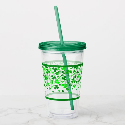 Sláinte Lucky Irish Shamrocks Design Personalized アクリルタンブラー (左)
