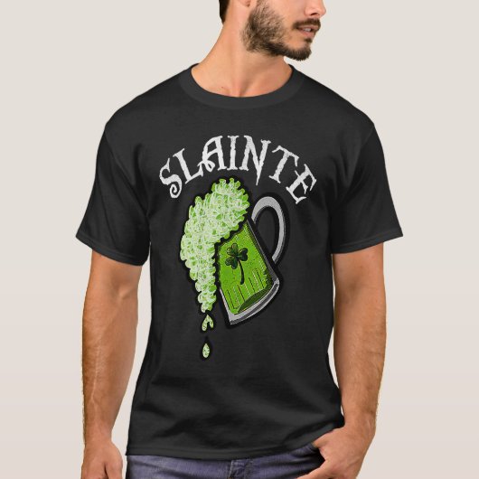 Slainte St Patricks Day Men Women Beer Drinking Mu Tシャツ (正面)