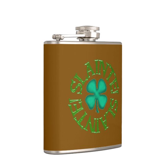 Slainte w clover brown wrapped flask フラスク (右)