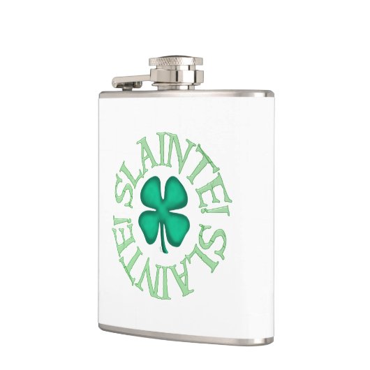 Slainte w clover white wrapped flask フラスク (左)