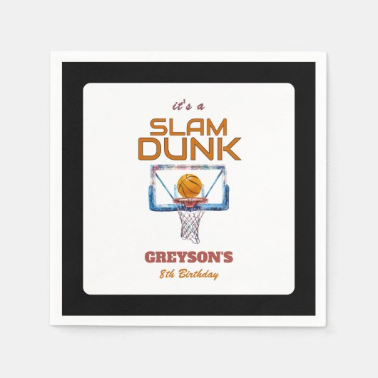 Slam Dunk Basketball Any Age Birthday スタンダードカクテルナプキン (正面)
