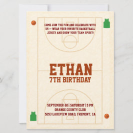 Slam Dunk Kids Basketball Birthday Invitation 
