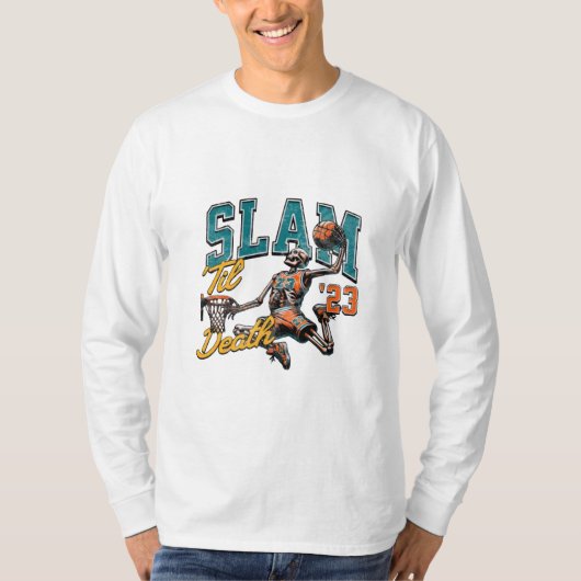 Slam 'Til Deathバスケットボールスケルトン Tシャツ (正面)