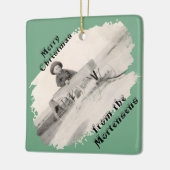 Slanted Photo with Swiped Opening Christmas Text セラミックオーナメント (左)