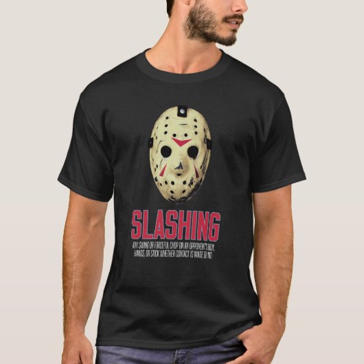 SLASHING hockey penalty definition goalie mask hor Tシャツ (正面)