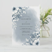 Slate Blue Abstract Floral Wedding 招待状 (スタンド正面)