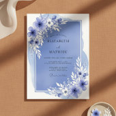Slate Blue Airy Bloom Wedding 招待状